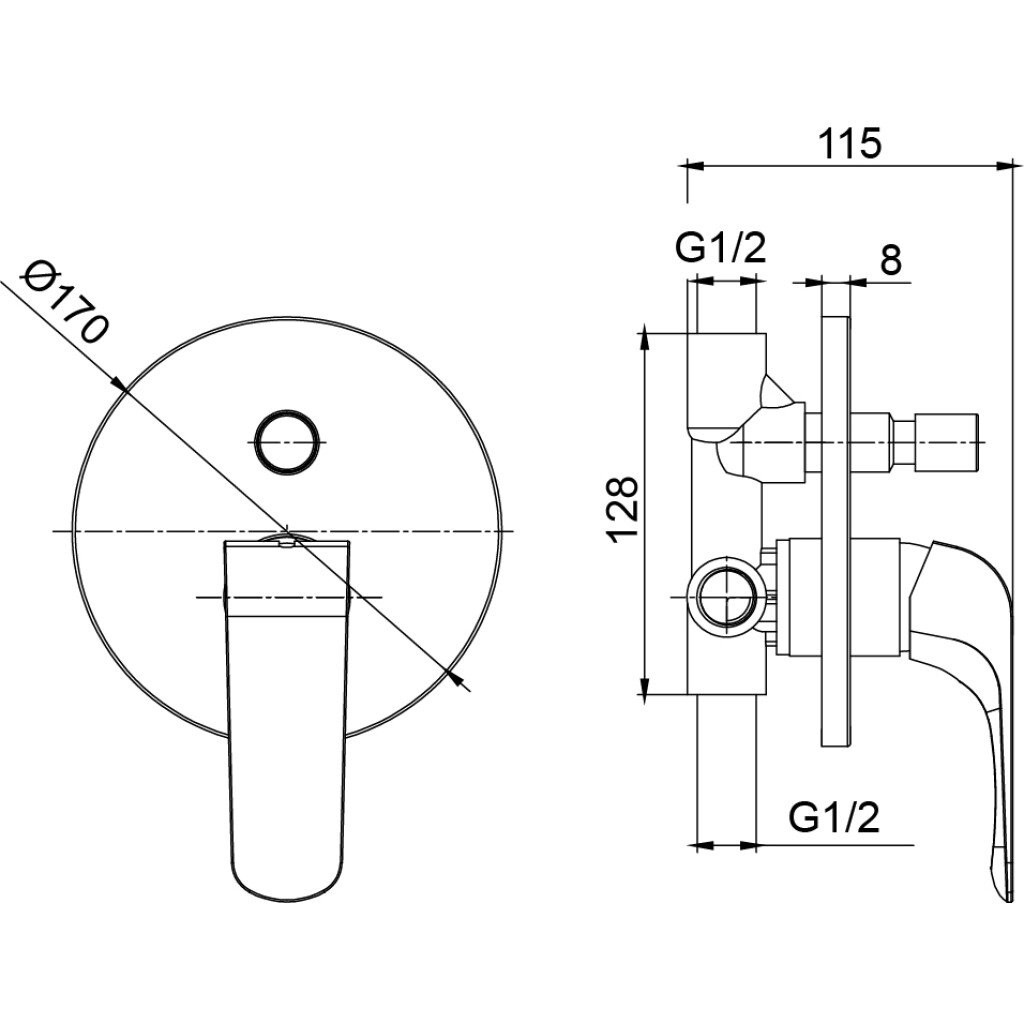 HESANIT Elite Concealed Shower Mixer with Diverter (7009-1)