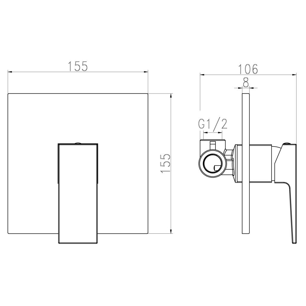 HESANIT Infinity Concealed Shower Mixer without Diverter (8009-2)