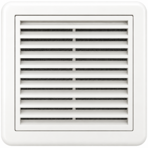 White ventilation grille with mesh - front view
